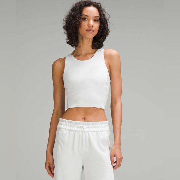 Like new lululemon Lululemon Ribbed Softstreme Cropped Tank Top Light Vapor 4 - Picture 1 of 6
